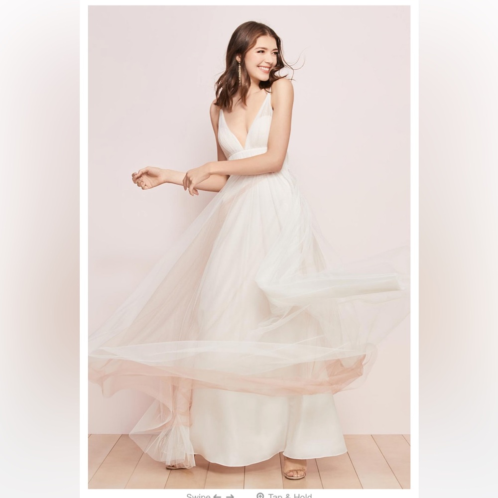 Wtoo Callie 744X Plunging V Bobbinet Bridesmaid Dress in creamsicle 6